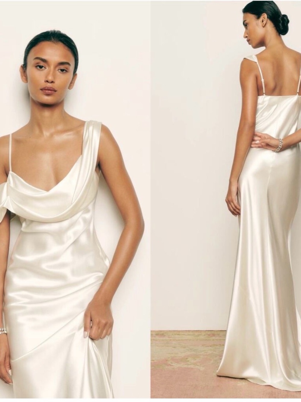 Reformation Ronda Silk Dress Ivory